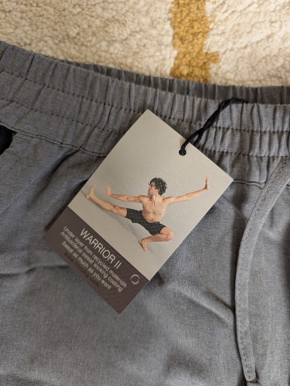 NWT Ohmme Men's Yoga Shorts Size 28 Gray Athletic Warrior II - Picture 3 of 10